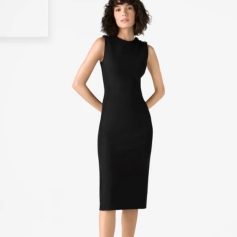 EUC Theory midi length sheath style black cotton blnd sleeveless crew neck dress